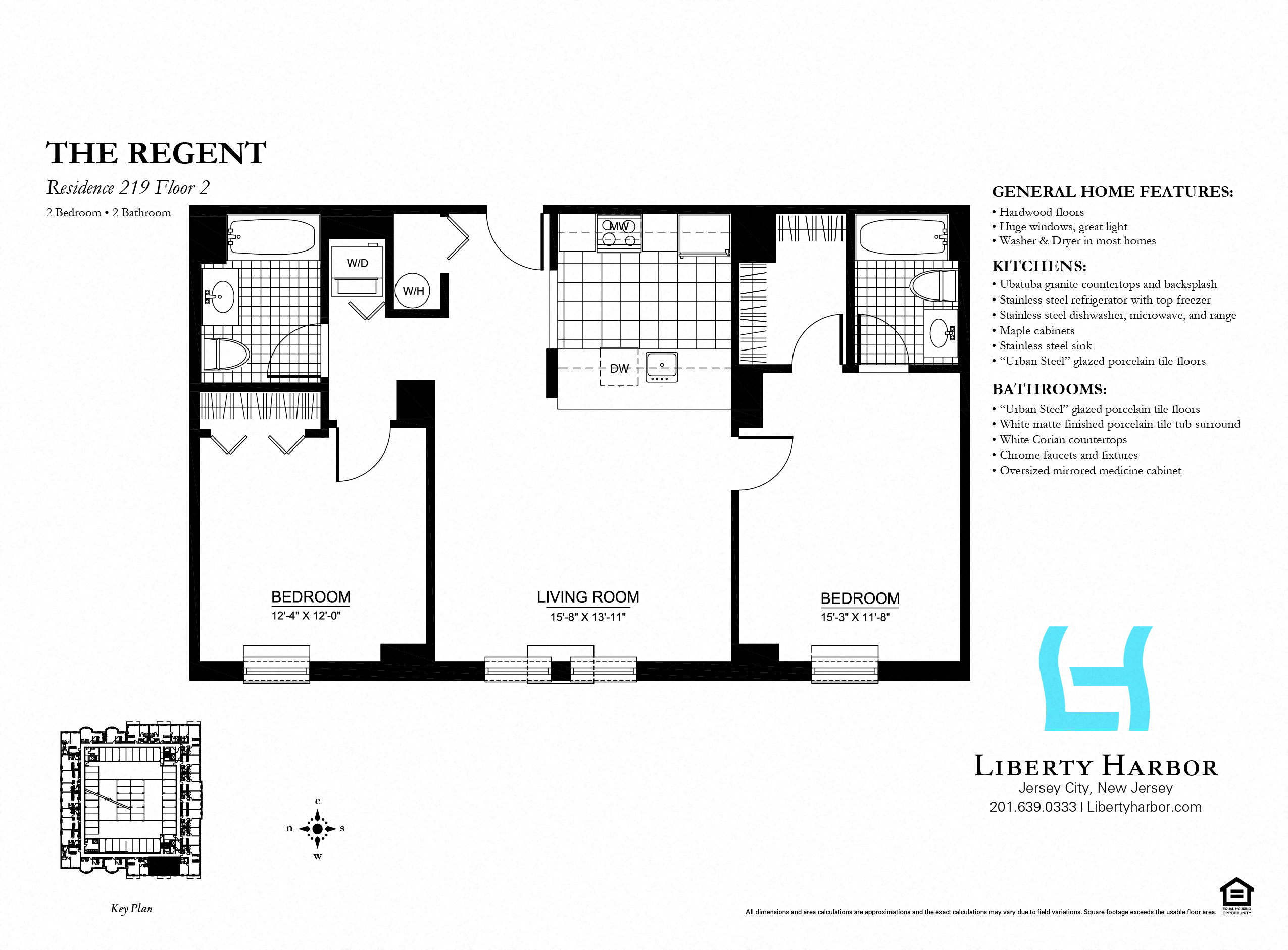 Floor plan for 2 beds, 2 baths, 1020 sqft